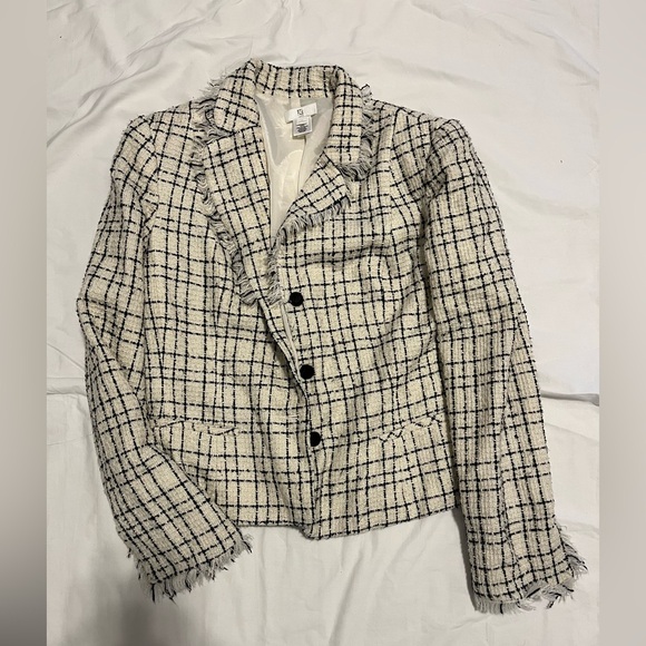 Apt. 9 Jackets & Blazers - Apt. 9 Cream and Black Windowpane Tweed Blazer